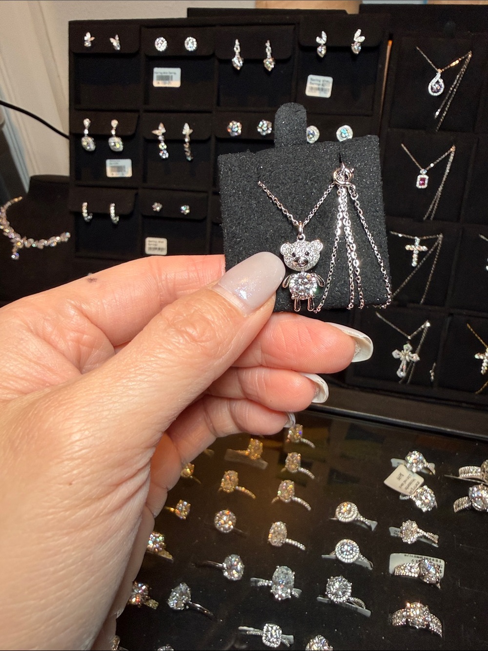 Sterling Silver Moissanite Cat Pendant Necklace in Silver